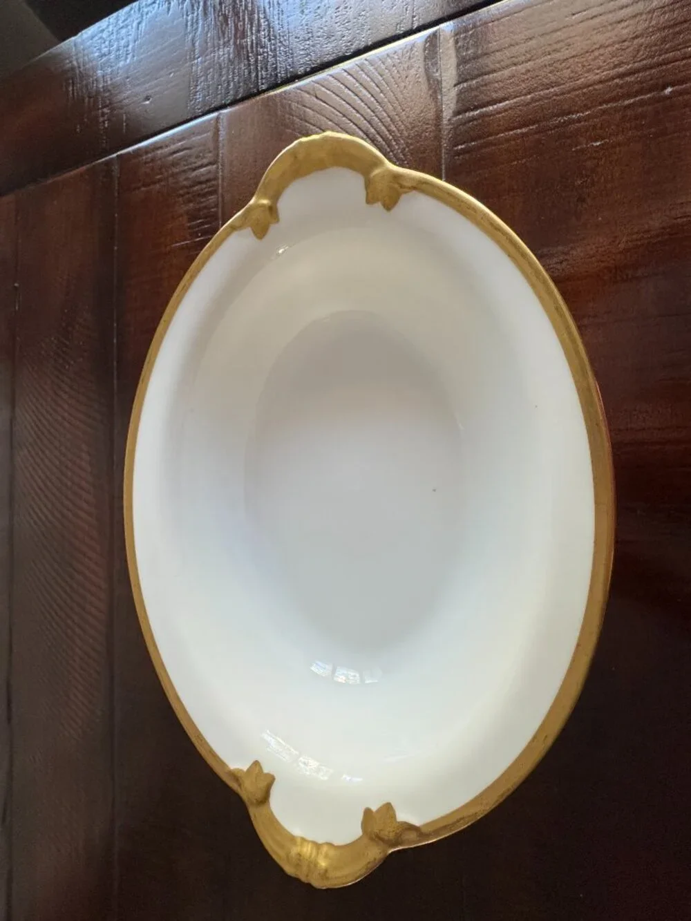 Antique C. Ahrenfeldt Limoges Gold Trim Oval Serving Bowl Gump's SF c. 1910
